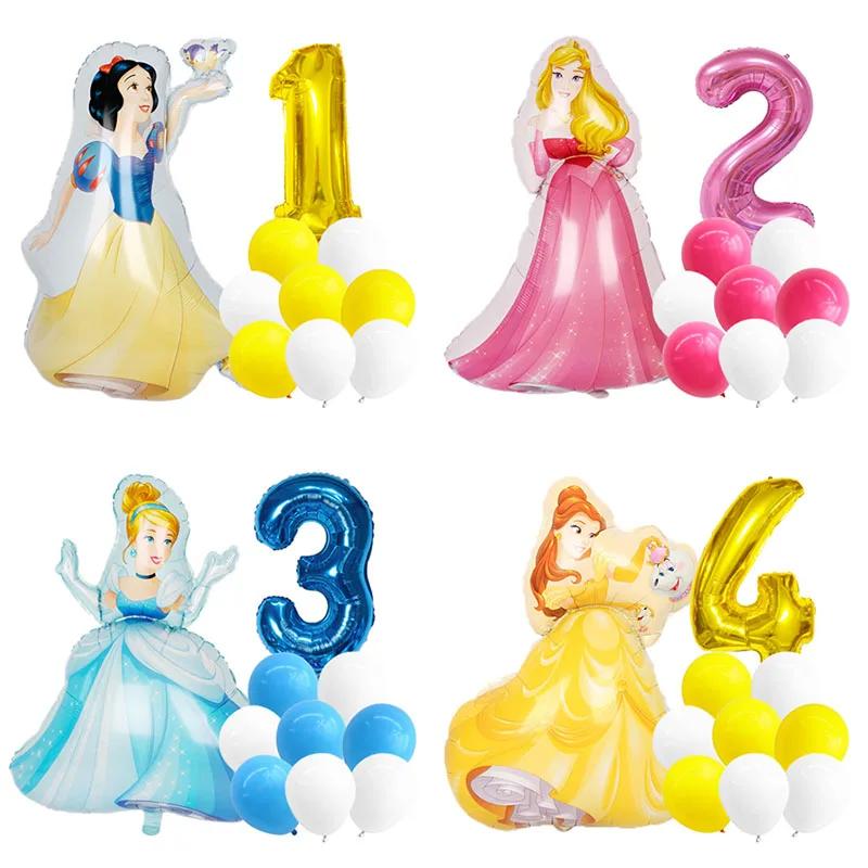 12 pcs Disney Snow White Cinderella Aurora Belle Balloon girl Princess Balloon For Childrens birthday party number b